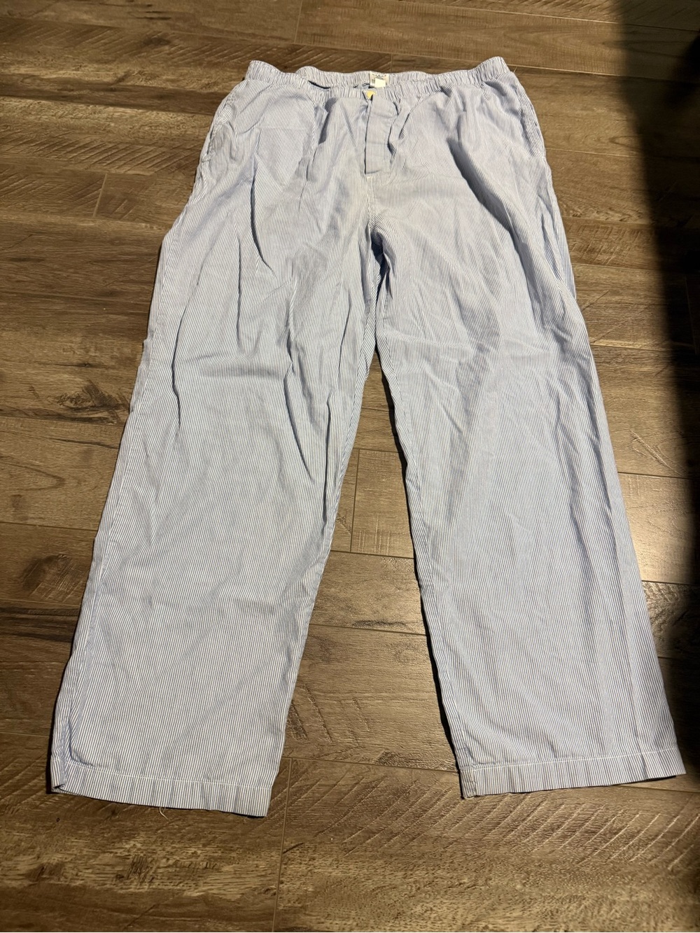 Light Blue Striped Cotton Pajama Pants Tall